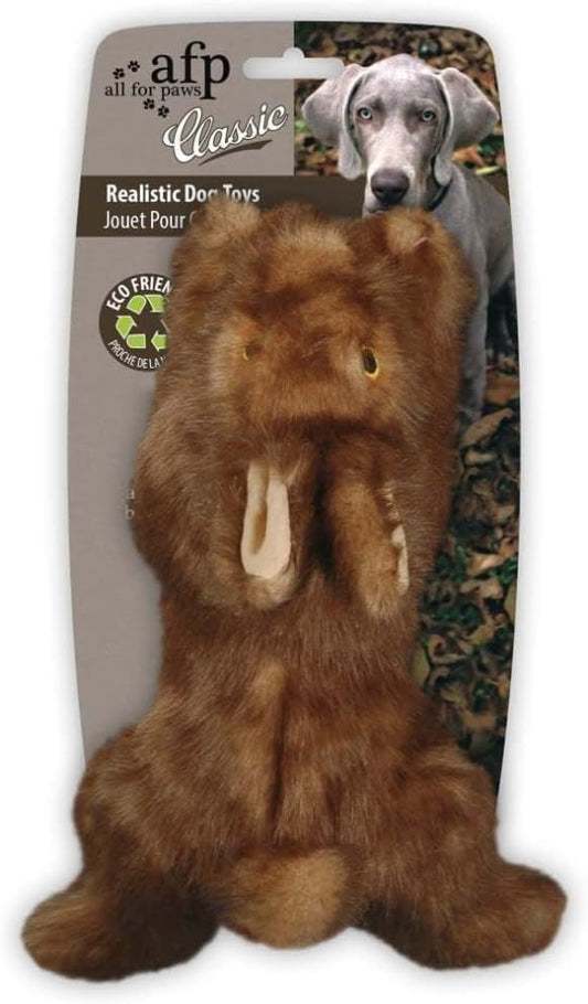 ALL FOR PAWS Rabbit Squeaky Doy Toy, Bunny Dog Toy for Medium Large Breed, Puppy Fetch Toy with Squeaker, Plush Chew Dog Toy, Classic Brown Rabbit-L