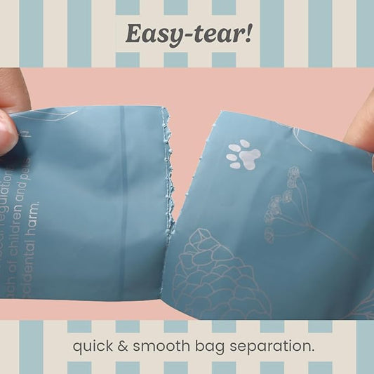 3 Pack 360 Bags Extra Thick Dog Waste Bags by Peony Celeste - Blue Stone Color, Leak-Resistant, Coreless, Unscented Pet Waste Bags, 9x13 Inches