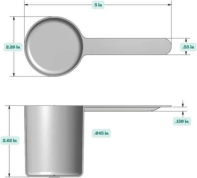 148 mL (148 CC | 5 Oz.) Long Handle Plastic Measuring Scoop for Coffee, Protein Powder, Pet Food, Spices, Grains, Dry Goods – Food-Grade BPA-Free (Pack of 10)