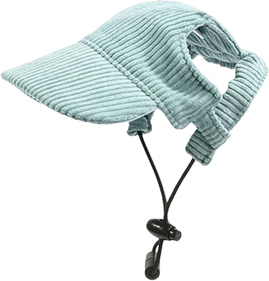 Dog Baseball Cap, Dog Cat Summer Beach Visor Hat with Ear Holes, Adjustable Puppy Sunbonnet Headdress (Green, Small)