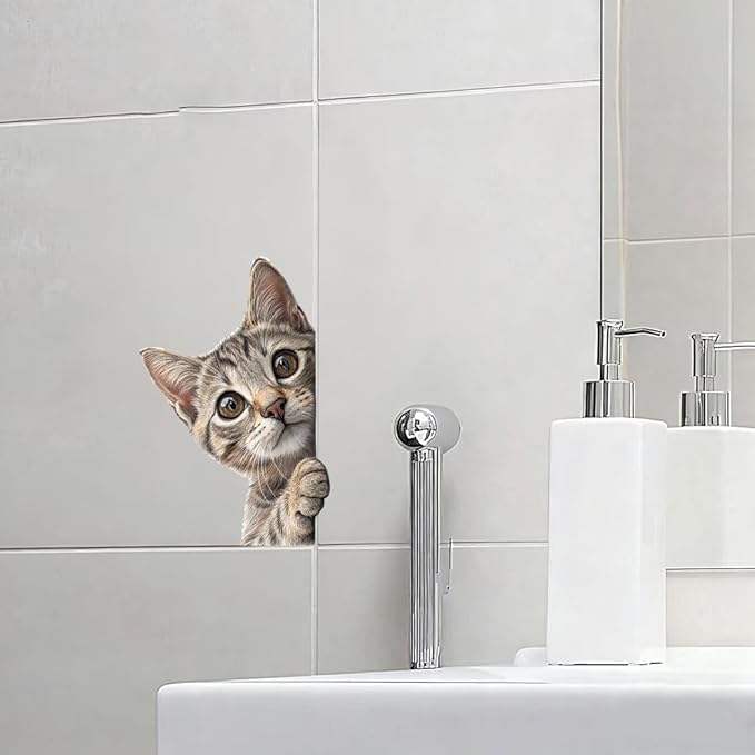 Peeping Cat Door Decal - Funny Removable Vinyl Sticker for Glass Door & Window, Cute Animal Privacy Wall Art, Waterproof Home Decor for House, Apartment Z-115