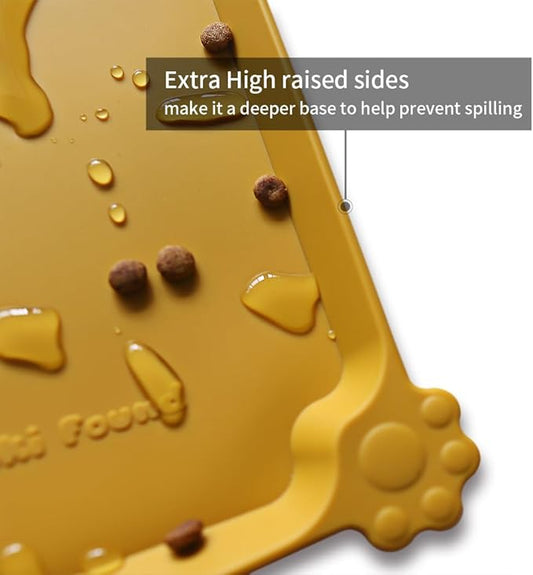 Hoki Found L Silicone Non Slip Pet Feeding Mats - Waterproof Dog Cat Food and Water Mats for Carpet - Honey