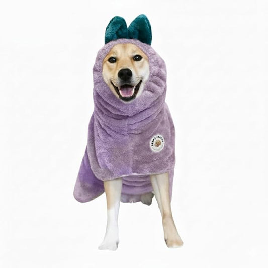 DERPYCHAPPY Premium Dog Bathrobe Towel, Absorbent Microfiber Robe for Small Medium Extra Large Dogs and Cats, Stylish Cozy Quick Pet Drying Towels After Bath, Pool or Beach (M, Lavender)