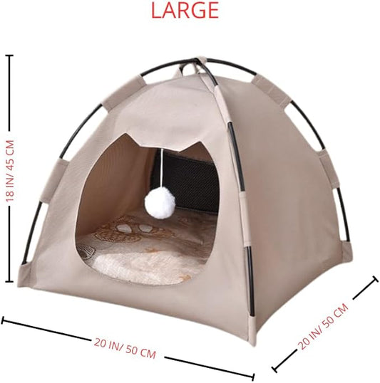 GLOBHARB Cat Tent, Cat Tent Bed, Tent for Cats, Cat Tent Bed for Indoor Cats, Tent for Cats Indoor, Mini Tent for Pets, Tiny Cat Tent, Cat House Tent, Tents for Cats, Mini Tent for Cats (Beige, L)