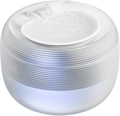 2.5L/85oz Translucent Fountain Water Bowl Drinking Dispenser Pet Waterer for Cats Dogs (White, Medium)