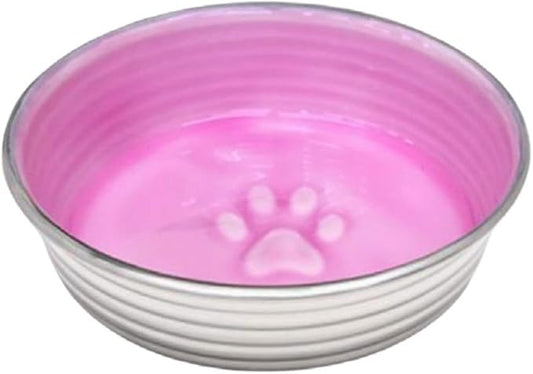 Loving Pets - Le BOL Dog Food Water Bowl Enamel Ceramic Bowl No Tip Stainless Steel Pet Bowl No Skid Spill Proof (Small, Rose)