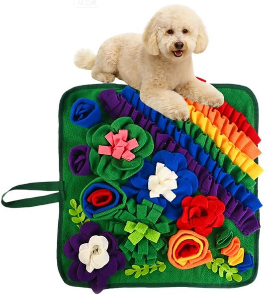 Snuffle Mat for Dogs Cats, Pet Treats Feeding Mat, 17.7x17.7inch for Small/Medium, Interactive Dog Puzzle Toys, Felt Wool Dog Sniff Mats for Slow Feed, Encourages Natural Foraging Skills