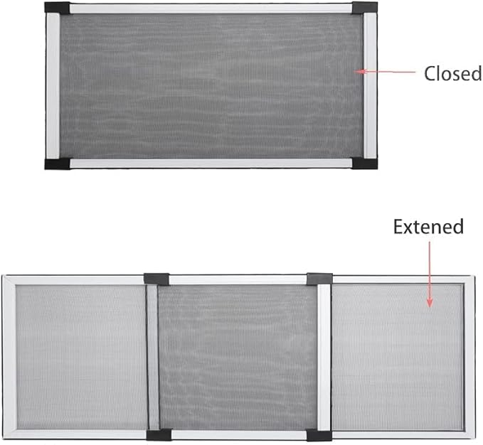 FLYZZZ Expandable Window Screens (10" H x 19" - 36" W) 2Packs Adjustable Window Screen, Replacement Window Screen for Window, Window Mesh Screen, Window Net Screen
