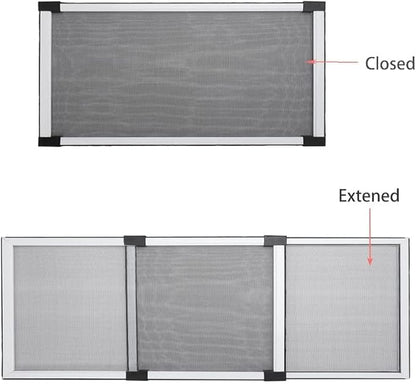 FLYZZZ Expandable Window Screens (10" H x 19" - 36" W) 2Packs Adjustable Window Screen, Replacement Window Screen for Window, Window Mesh Screen, Window Net Screen