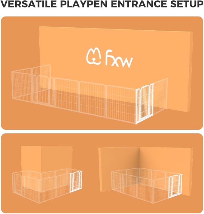 FXW Homeplus Unleashed Dog Playpen Designed for Indoor Use, 1 Add-on Gate, 24" Height for Puppy and Small Dogs, White│Patented