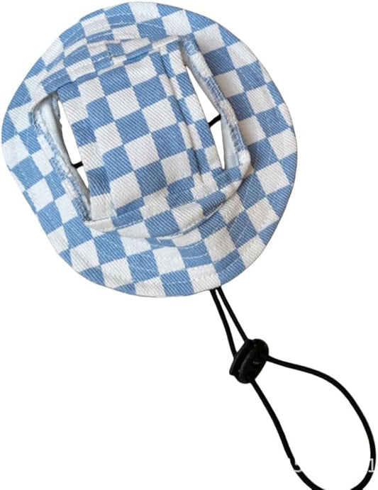 Round Brim Princess Hat Visor Hat Pet Dog Mesh Porous Sun Hat with Ear Holes for Small, Extra Small Dog Teddy, Pug, Chihuahua, Shih Tzu, Yorkshire Terriers, Papillon U-Blue L
