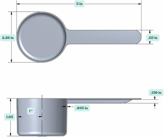 94 mL (94 CC | 3.18 Oz.) Long Handle Plastic Measuring Scoop for Coffee, Protein Powder, Pet Food, Spices, Grains, Dry Goods – Food-Grade BPA-Free (Pack of 5)