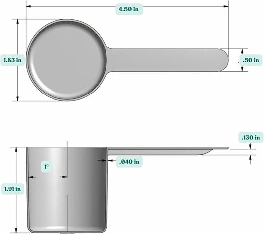 70 mL (2.37 Oz. | 4.73 Tablespoon) Long Handle Plastic Measuring Scoop for Coffee, Protein Powder, Pet Food, Spices, Grains, Dry Goods – Food-Grade BPA-Free (Pack of 1)
