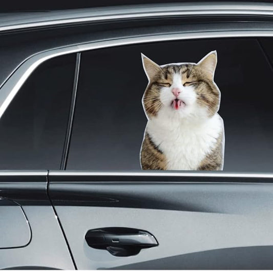 LEMONSODA Cat Car Window Decals Funny 3D Weatherproof Decals (Cat Lick)