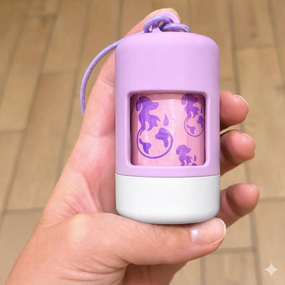 Dog Poop Bag Holder [2-Pack] | With 30 Extra-thick Dog Bags for Poop | Waste Bag Dispenser with Premium Soft-Touch Coating | Enlarged Dispense Opening, Stylish Color-Block Design (Lavender Cloud)