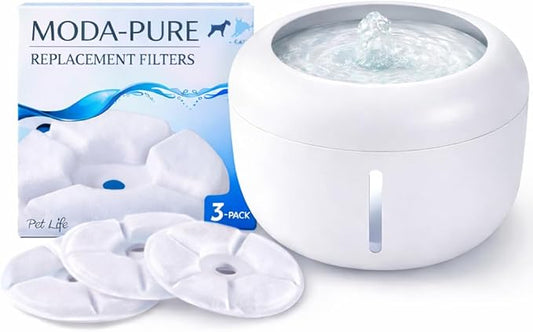 Pet Life ® 'Moda-Pure' Ultra-Quiet Filtered Automatic Dog and Cat Fountain Waterer Feeder 3-Pack Replacement Filters