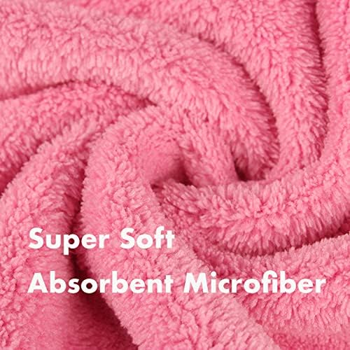 Pawyee Super Soft Fast-Drying Dog Towel Set for Cold Weather, Beach, Pool - Adjustable Microfiber Bath Robe with Drying Gloves for Cats and Dogs (Large, Pink Dino)