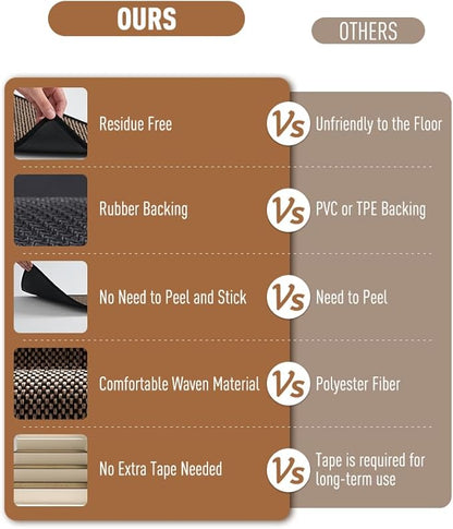 PADOOR Non Slip Stair-Treads,Rubber Backing Stair-Runners for Wooden Steps,15PCS Residue Free Carpet Stair Treads for Kids and Dogs 8"x30" Black