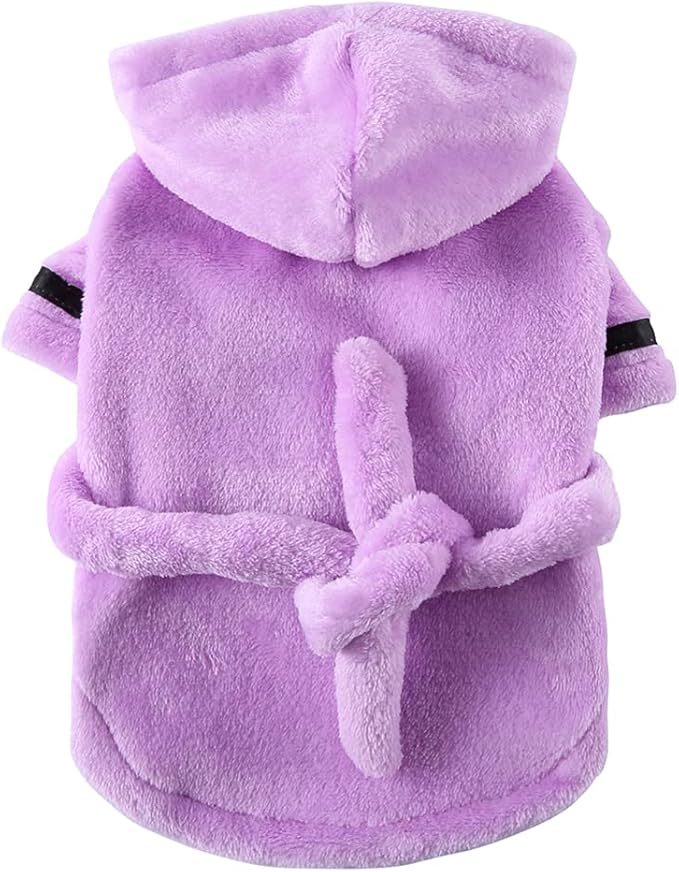 Dog Drying Robe Coat Super Absorbent Soft, Fast Drying Pet Dog Bathrobe Towel with Adjustable Waistbelt