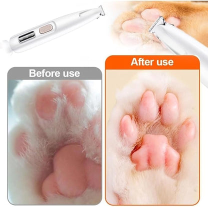 Furry Basics Pet Hair Trimmer,Dog Paw Trimmer with LED Light, Electic Paw Trimmer with Blade - Waterproof, Rechargeable, Low Noise Pet Hair Shaver for Dogs and Cats