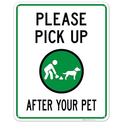 Clean Up After Your Dog Sign, Please Pick Up After Your Pet Sign, 24x30 Inches, 55 mil Thick HDPS (high Density polystyrene), Made in USA