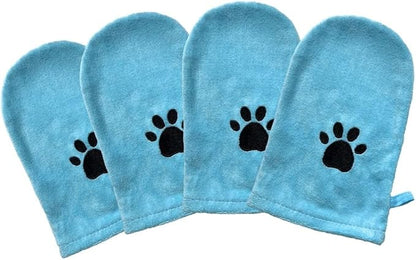 Penny & Niko Microfiber Pet Towel Mitts - Paw Cleaning and Drying Mitts/Gloves for Dogs and Cats (Sky Blue, Standard - 4 Pack)