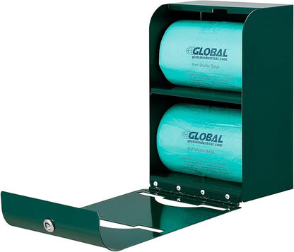 Global Industrial Pet Waste Plastic Bags With Tie-Handles, Green, 400 Bags/Roll