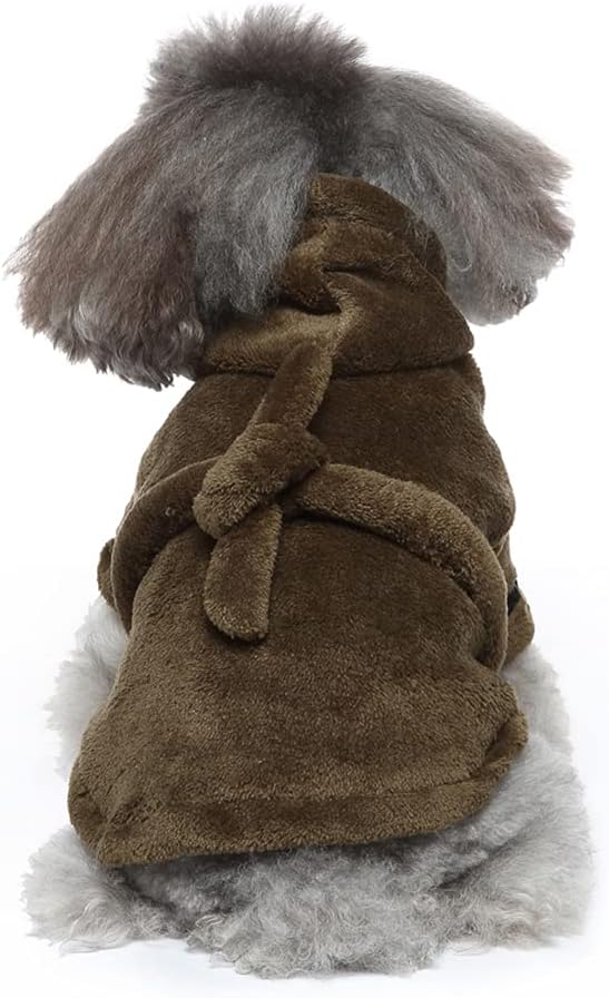 Dog Drying Robe Coat Super Absorbent Soft, Fast Drying Pet Dog Bathrobe Towel with Adjustable Waistbelt