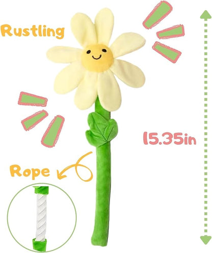 Interactive Puppy Plush Toys - Crinkle Flower Rope Toy, Chew Toys for Teething for Small & Medium Dogs