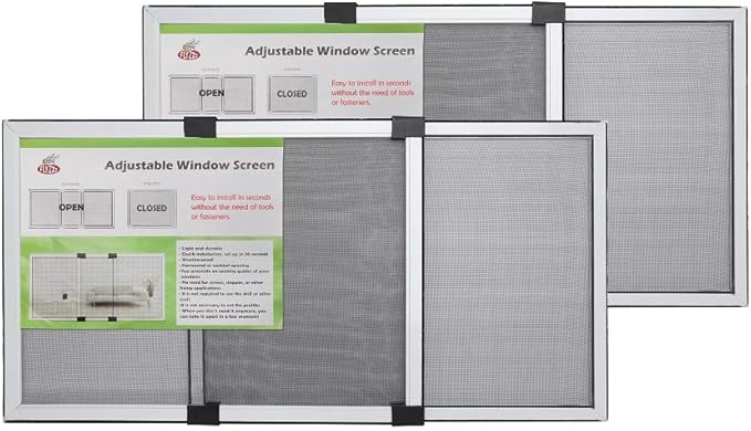 [FOR SMALL WINDOWS ONLY] FLYZZZ Adjustable Screen , 2 Packs 10" H x Fits 14" to 24" W | Stop & Measure Before Buying | Perfect for Bathroom & Basement Windows