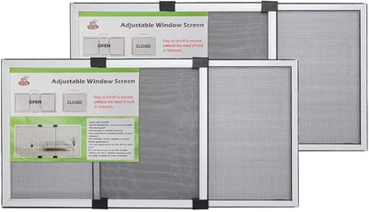[FOR SMALL WINDOWS ONLY] FLYZZZ Adjustable Screen , 2 Packs 10" H x Fits 14" to 24" W | Stop & Measure Before Buying | Perfect for Bathroom & Basement Windows