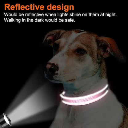 Joytale Reflective Dog Collar, Soft Neoprene Padded, Metal D-Ring, Nylon Pet Collar Adjustable for Medium Dogs, Pink, M