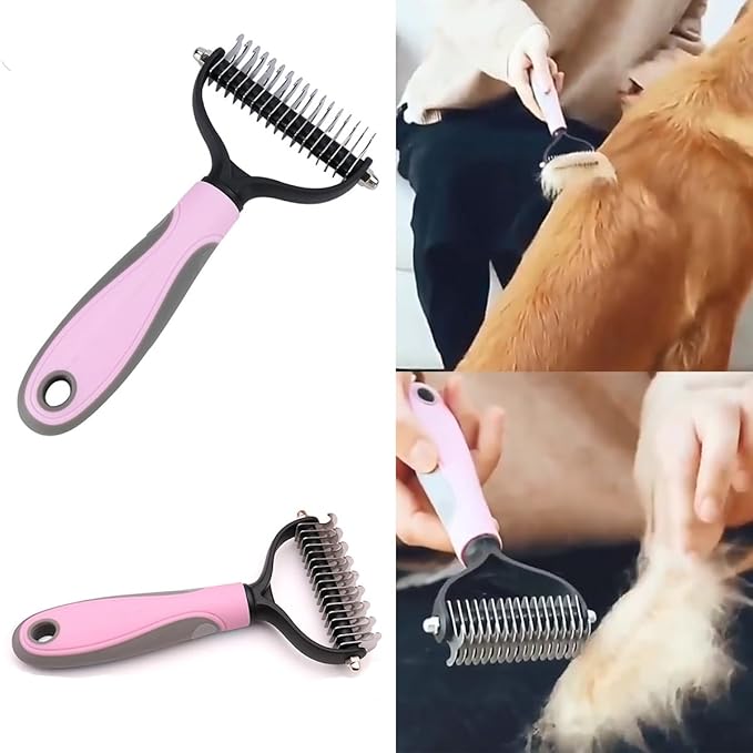 7 PCS Dog Brush Dog Grooming Kits,Dog Shedding Brush，Self-Cleaning Brush with Nail Clipper, Flea Comb and Shampoo Bath Brush