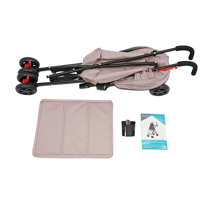 Pet Gear Travel Lite Plus Stroller,Compact Portable Jogger All Terrain Travel Pet Gear, Foldable Lightweight Durable Pet Stroller for Small To Medium Pets Dogs And Cats up to 15 pounds (Pink)