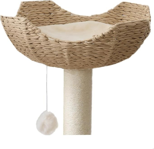 SHENGOCASE 18" Large Cat Tower Tree Add ons Accessories Replacement Part Basket Bed, Handwoven Wicker Rattan Nest Bowl with Soft Cushion