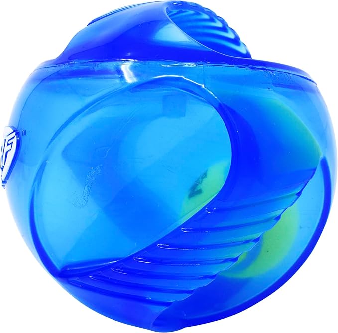 Nerf Dog 5.5in Translucent TPR Rumble Ball with Tri-Twist Handles -Blue