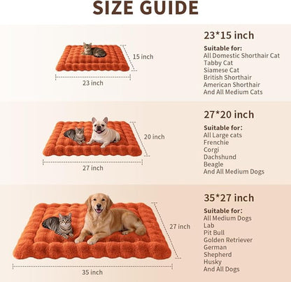 Cat & Dog Bed Mat, Soft Plush Faux Fur Kneading Pet Bed for 2 Cats or Small Dogs, Machine Washable Cat Sleeping Pad, Non-Slip Fluffy Pet Rug for Indoor Cats Kittens & Small Dogs,27x20 In Orange