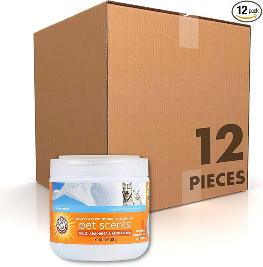 Arm & Hammer for Pets Pet Scents Solid Gel Deodorizer in Fresh Breeze Scent | Room Deodorizer Solution for Homes with Pets, Odor Removing Gel, 15 Ounces - 12 Pack