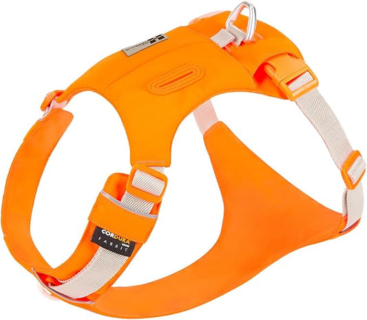 Lightweight Dog Harness, Large to Very Large Breeds, Adjustable Fit.Pet Harness with Pocket, Dog Training Harness for Outdoor Walking Running, Hiking (Orange, M)