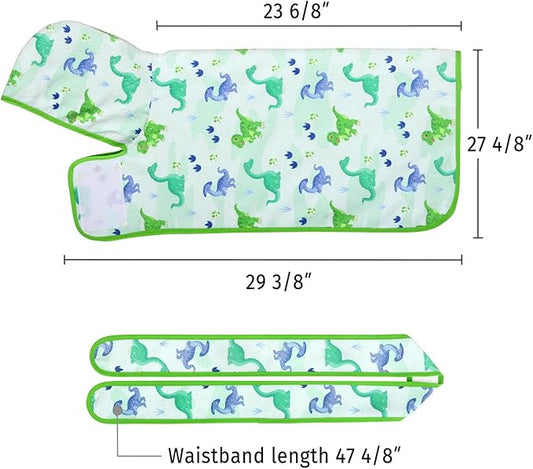 HDE Dog Bathrobe Super Absorbent Quick Drying Puppy Towel Wrap Coat Adjustable After Bath Robes with Hood for Dog Sizes S-XXL Cute Dinosaurs L