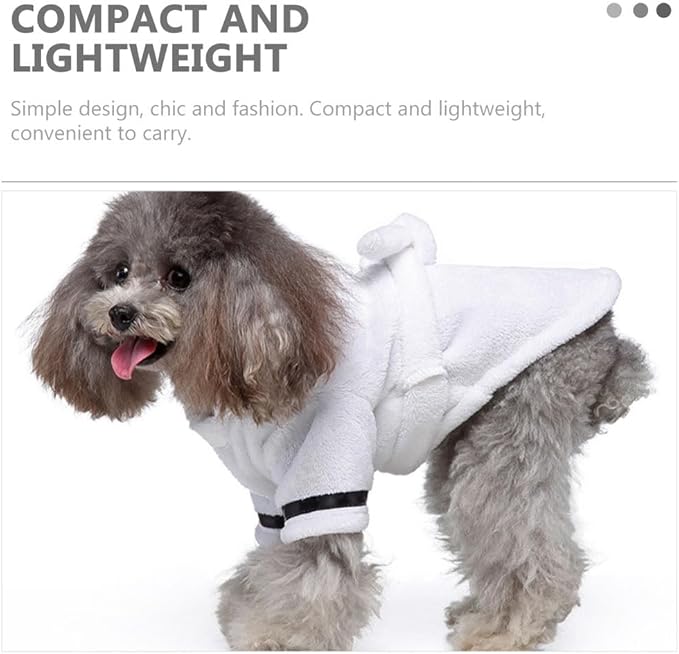 POPETPOP Dog Robes for After Bath, Quick Drying and Super Absorbent Pet Bathrobe, Soft Comfortable Pet Nightwear for Puppy Small Dogs Cats (White, XL)