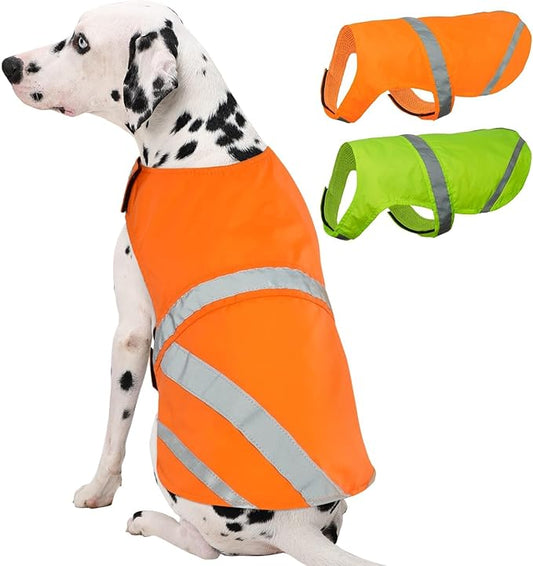 Kuoser Reflective Dog Vest, High Visibility Safety Vest for Medium to Large Dogs, Lightweight Pet Reflective Vests for Hunting Outdoor Activities Walking at Night, Blaze Orange L
