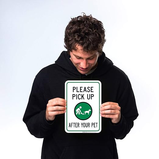 Clean Up After Your Dog Sign, Please Pick Up After Your Pet Sign, 10x7 Inches, 4 Mil Vinyl Decal Stickers Weather Resistant, Made in USA