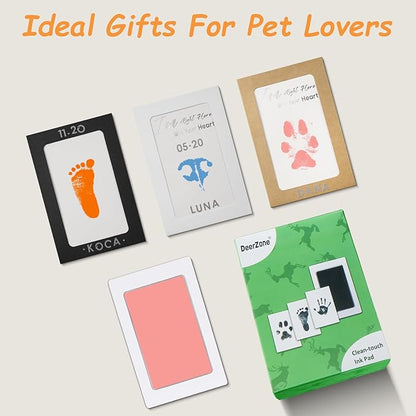 Inkless Paw Print Kit,Dog Paw Print Kit,Dog Nose Print Kit,Clean Touch Ink Pads and Imprint Cards,Pet Paw Print Impression Kit for Dogs Cats Footprint Keepsake