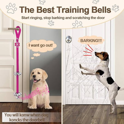 2 Pack Dog Bells, Puppy Potty Training Bell Dog Doorbell Potty Train Dog Bell for Potty Training Door Bells for Dogs to Ring to Go Outside Jingle Bells (Dark Purple)