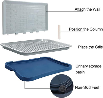 Pee Pad Holder,Indoor Dog Potty Pad,Puppy Potty Training Tray,for Small and Medium-Sized Dogs,20"*15", with Pee Wall, Non-Skid Feet(Navy Blue)