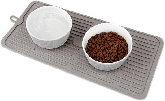 Cat Food Mat,Waterproof Pet Placemat for Dog and Cat,Mat for Prevent Food and Water Overflow,Portable and Foldable Mat-Brown