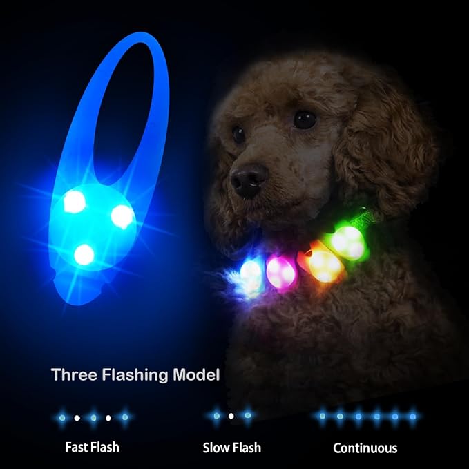 LaRoo LED Dog Collar Light - Waterproof Clip-On 3 Modes, High Visibility for Night Walking/Camping, Pet Safety Light for Small/Medium/Large Dogs (Blue)