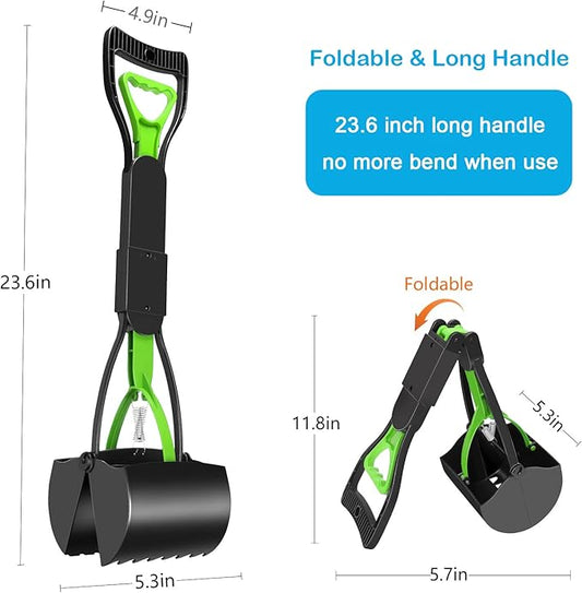 UPSKY 23.6 Inches Pooper Scooper for Large Small Dogs, Folding Dog Poop Scooper, Sturdy Spring and Premium Materials，Easy to Use for Grass, Dirt, Gravel Pick Up Shovel Green