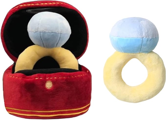 Squeaky Stuffed Engagement Ring Shape Dog Chew Toy Soft Cleaning Massage Supplies Pet Plush Ring Molar Pet Supplies